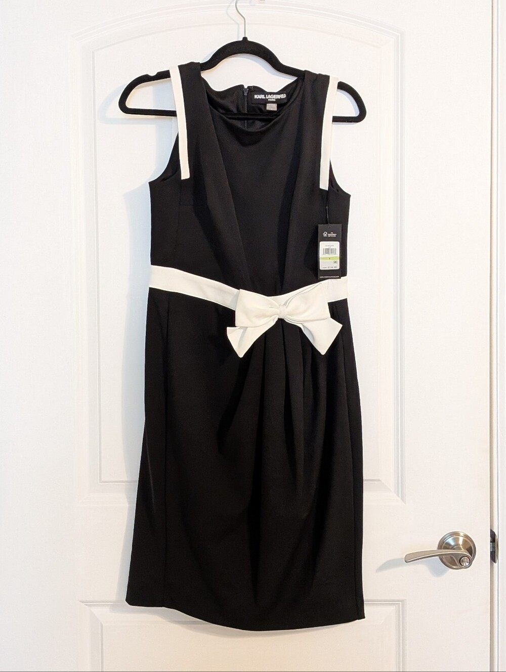 NWT Karl Lagerfeld Paris Black & White Dress Bow Size 4